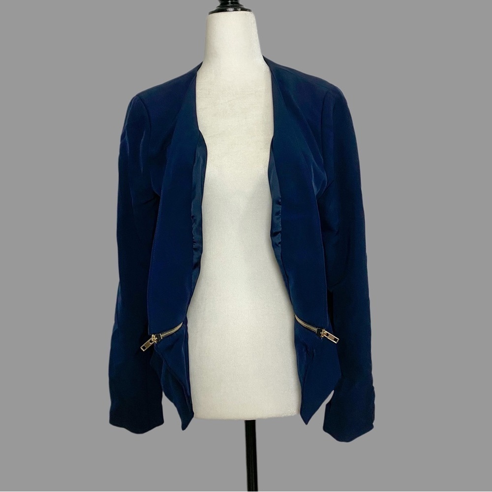 💜 10 💜 Philosophy Republic Dark Navy Blue Blazer Zip Detail